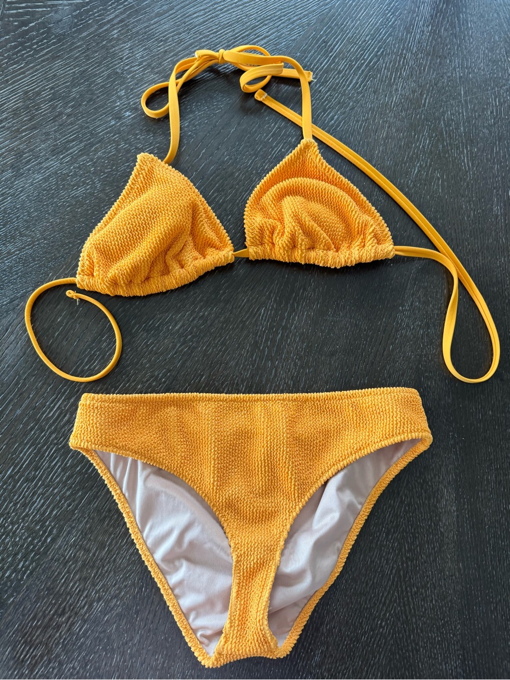 Shade & Shore Textured Bikini Set in Bright Yellow Trim